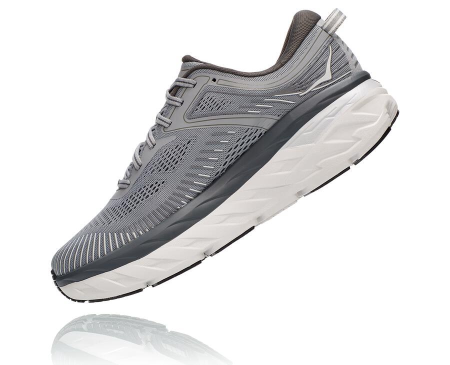 Hoka One One Mens Running Shoes - Bondi 7 - Grey - XAJV48375